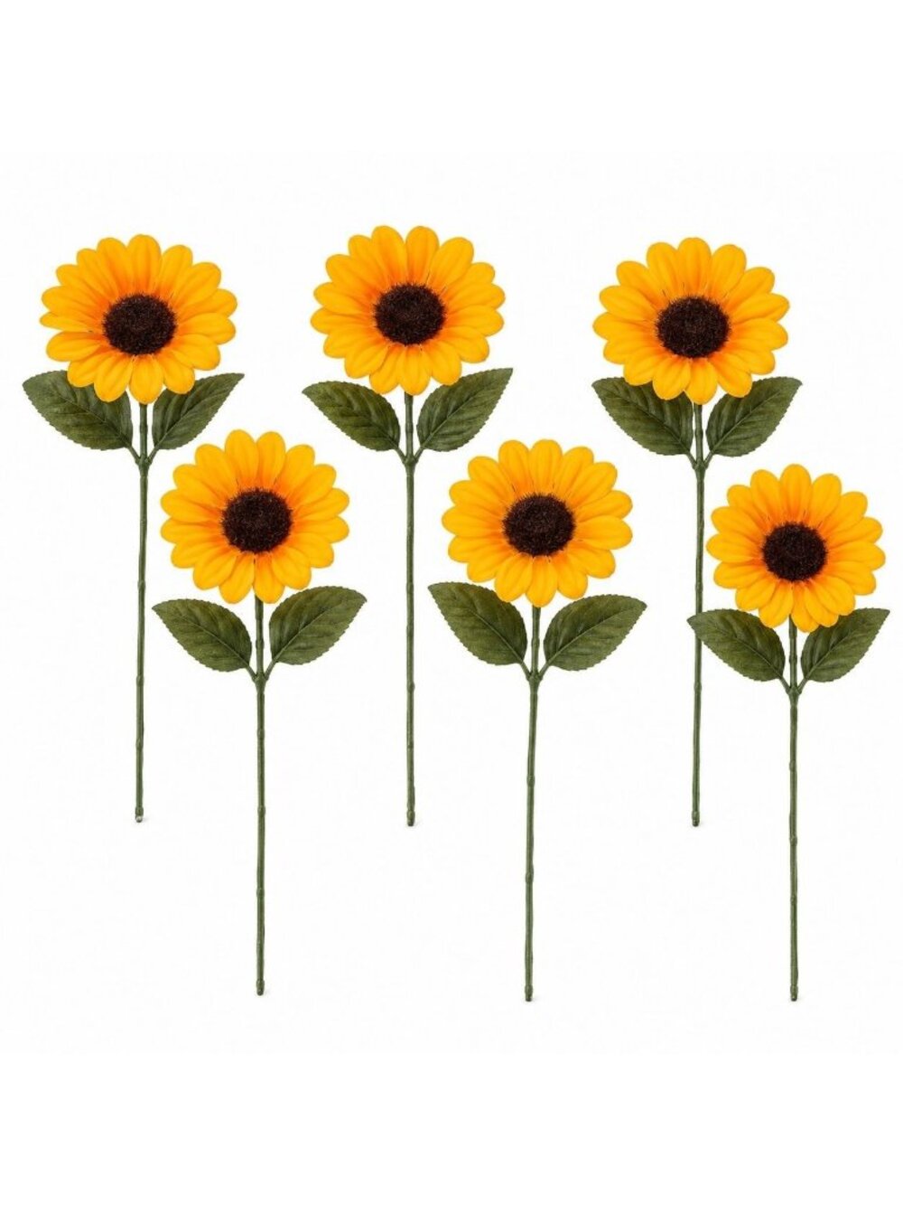 Artificial Sunflower Stems Set of 6 Yellow Faux Flowers 11 Inch Fall Wreath Flor